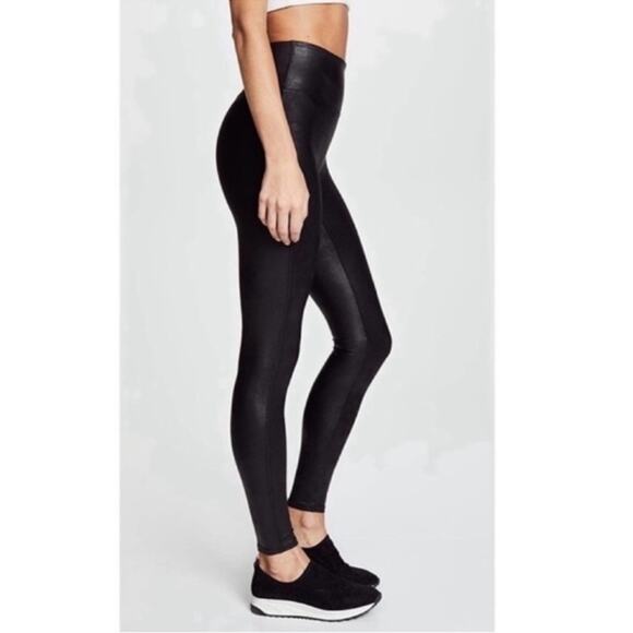 Spanx Black High Rise Faux Leather Leggings Women’s Size Small Petite - Picture 10 of 11